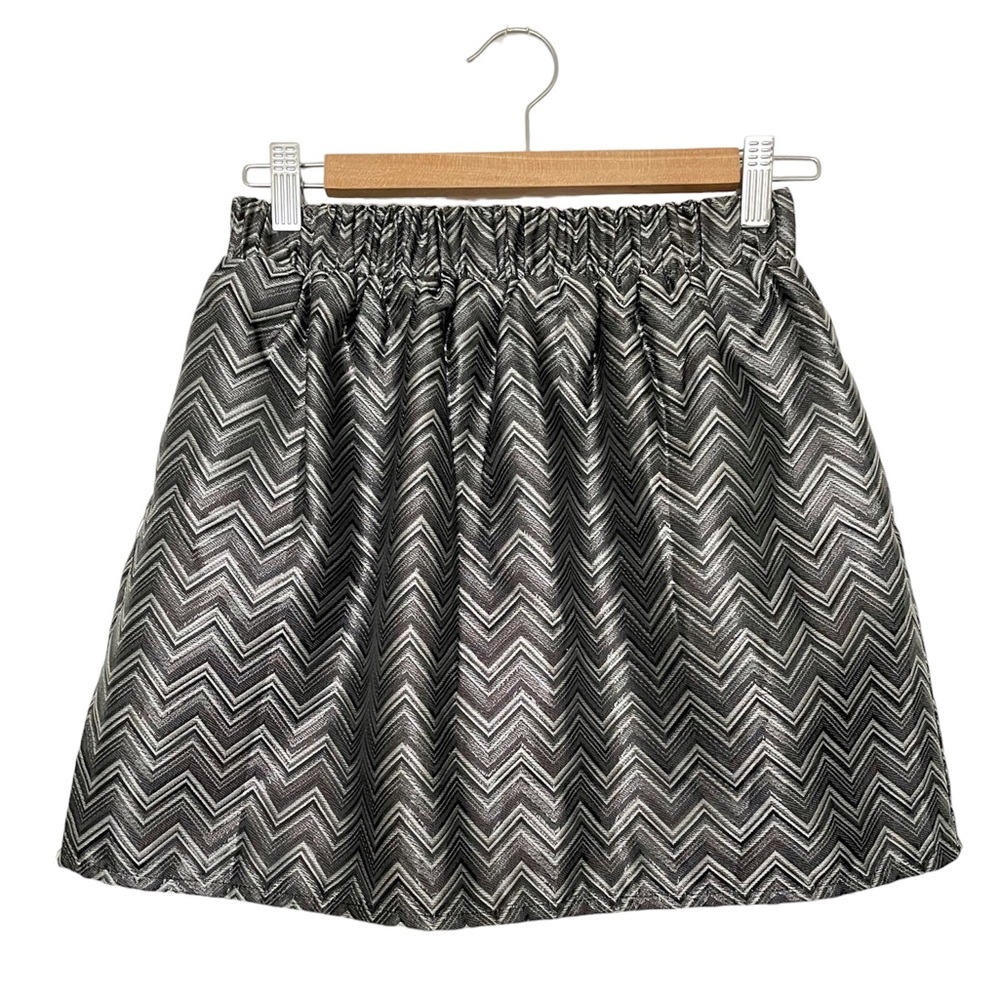 Anthropologie Pim + Larkin Dark Gray Metallic Herringbone Mini Skirt, XS